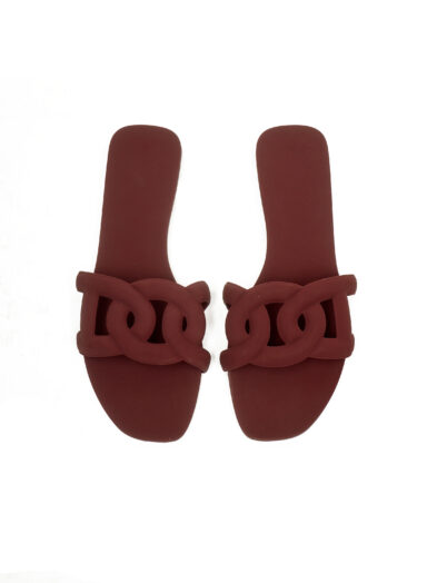(2FOR60K)WINE WOVEN JELLY SLIDES