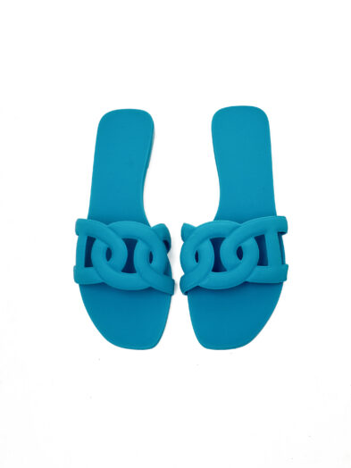 (2FOR60K)BLUE WOVEN JELLY SLIDES