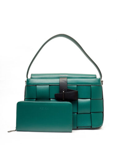 PEDRA GREEN WOVEN BOX BAG