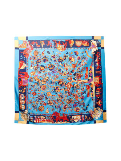BLUE X RED ROYAL ELEPHANT PRINT SCARF