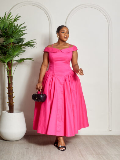 SASHES X HIDES MAGENTA COLD SHOULDER DOLL DRESS