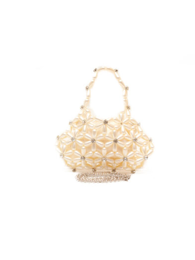 CREAM PEARL BEADED PARTY BAG
