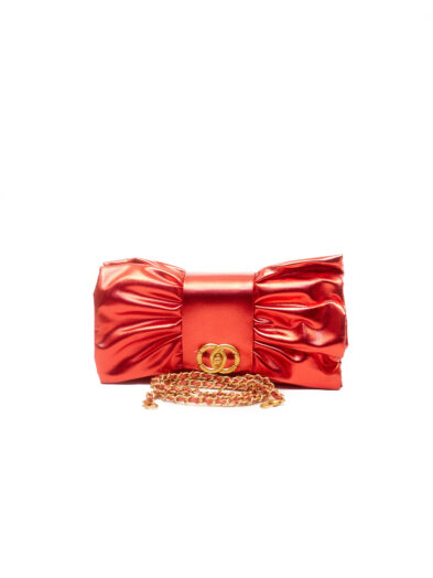 RED LUMINOUS DOUBLE RING FRILL PURSE