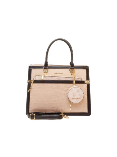 EMILY LORAN 4037 BEIGE EL MONOGRAM PURSE INSERT GRAB HANDLE TOTOE