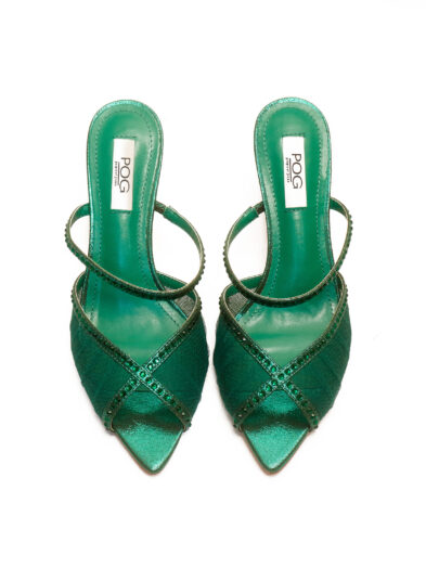 POG  A2256-12 EMERALD MESH OLORI MULTIWAY WAY MULES & SLINGBACK SHOES