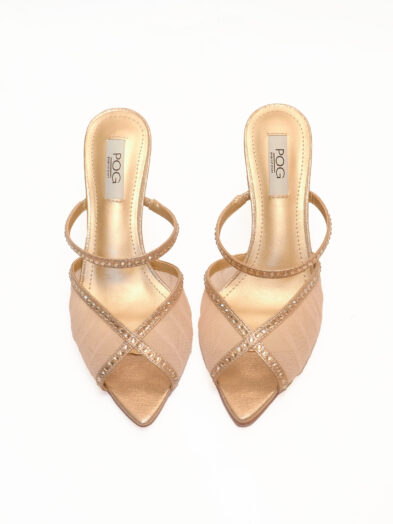 POG  A2256-12 GOLD MESH OLORI MULTIWAY WAY MULES & SLINGBACK SHOES
