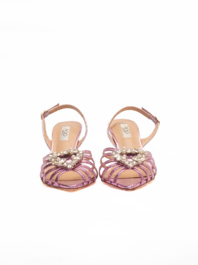 POG A2256-25 AYOO OBA LAVENDER EMBELLISHED HEART REPTILE CAGED SLING BACK SHOES