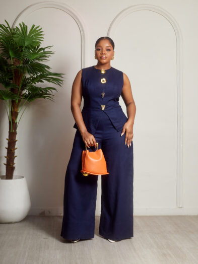 SASHES X HIDES NAVY LINEN MIXED BUTTONS WAISTCOAT PANT SUIT SET