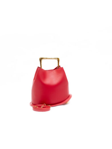 (2FOR70K) DAFE RED GOLD BALL N METAL HANDLE BUCKET BAG