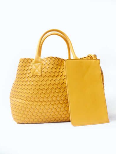 YELLOW WOVEN SHOPPER BAG