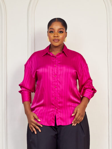(2FOR55K)ZR MAGENTA LAZERCUT SILK SHIRT