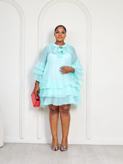 (2FOR60K)MARINE BLUE ORGANZA LAYERED TUNIC