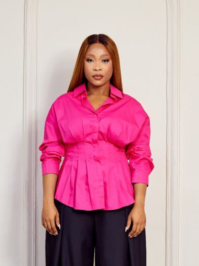 (2FOR50K)ZR 8089 PINK PLEAT DETAIL SHIRT