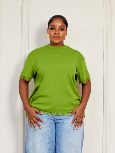 OLIVE 2889 CHANTILLY VBACK & HEM TEE