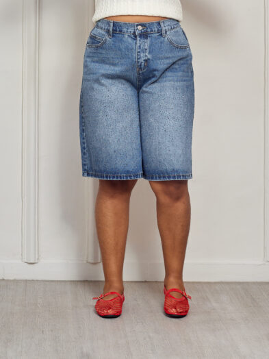 YIQI 8531 BLUE EMBELLISHED JORTS