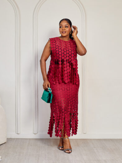 BURGUNDY CIRCO GUIPURE 2PCS SET