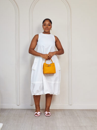 (2FOR65K)WHITE CARGO BALLOON DRESS