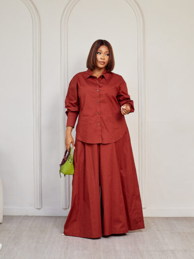 COFFEE FLARE PANTS PANT SUIT SET