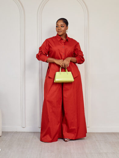 TERRACOTTA FLARE PANTS PANT SUIT SET